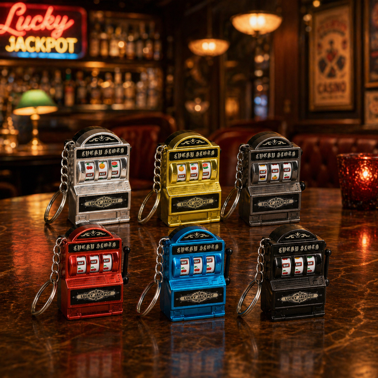 Retro Gaming Keychain - Retro Fruit Machine Keychain Electroplating Game