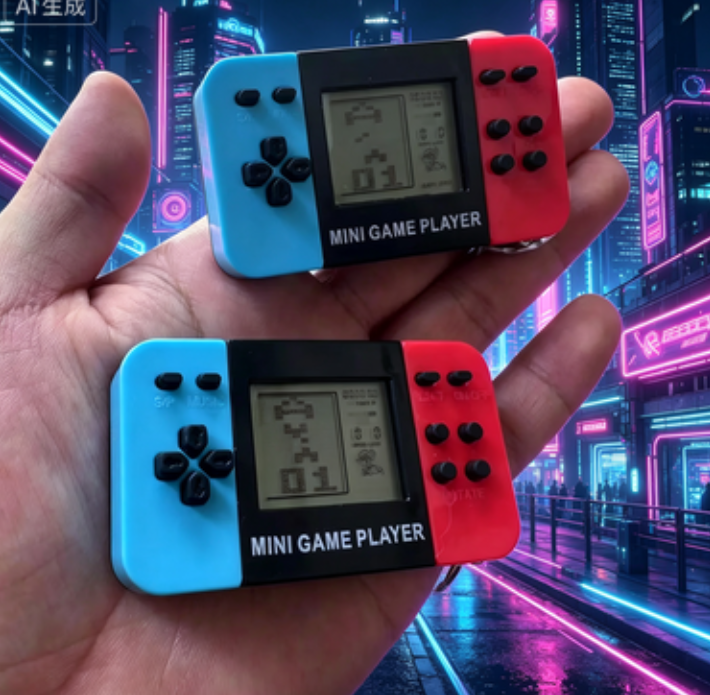 Retro Gaming Keychain - Handheld Electronic Tetris Game Keychain -