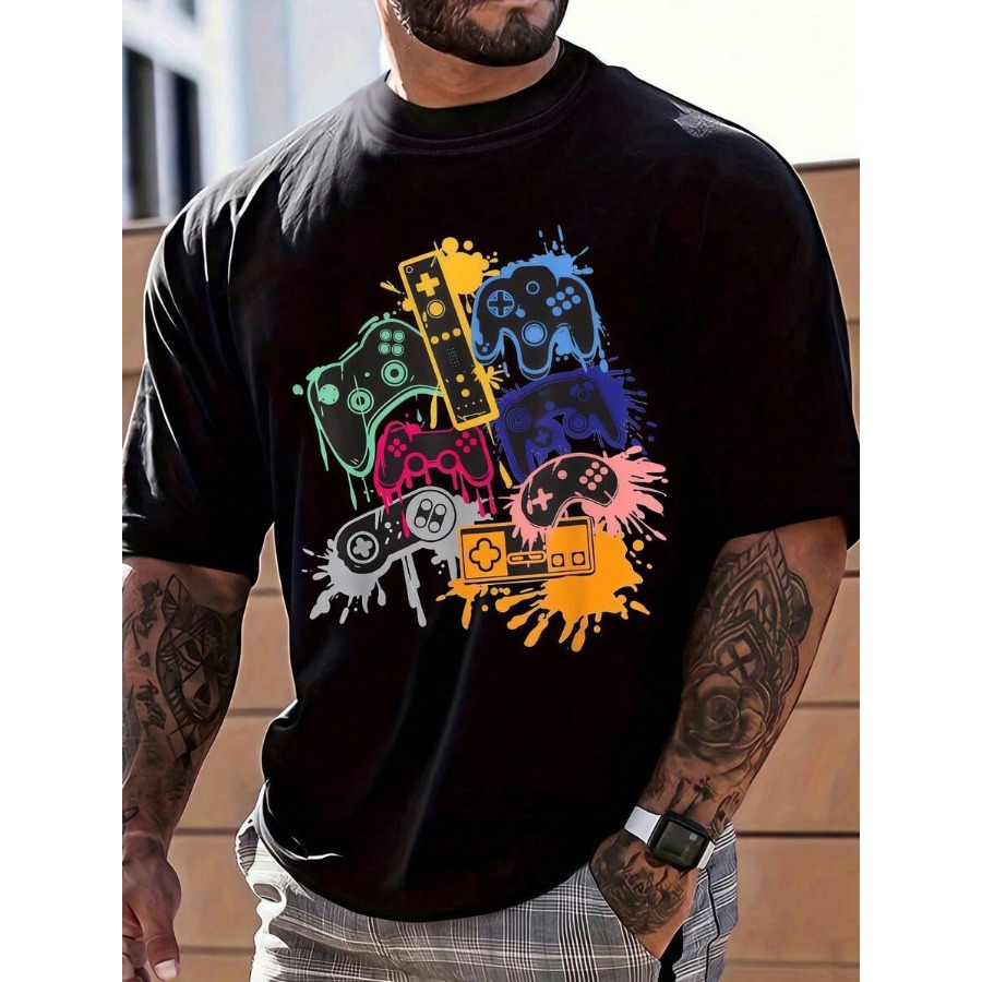 Retro Gaming Shops - 【New Arrival】Colorful Game Controllers Black T-Shirt