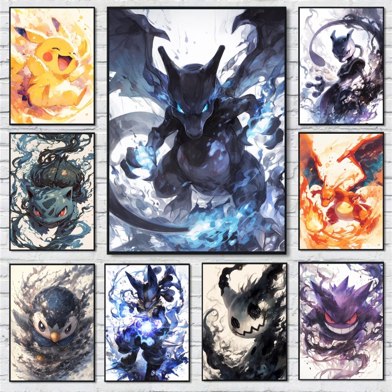 Retro Gaming Pokemon - Pokemon Cartoon Poster Retro Pikachu Bulbasaur