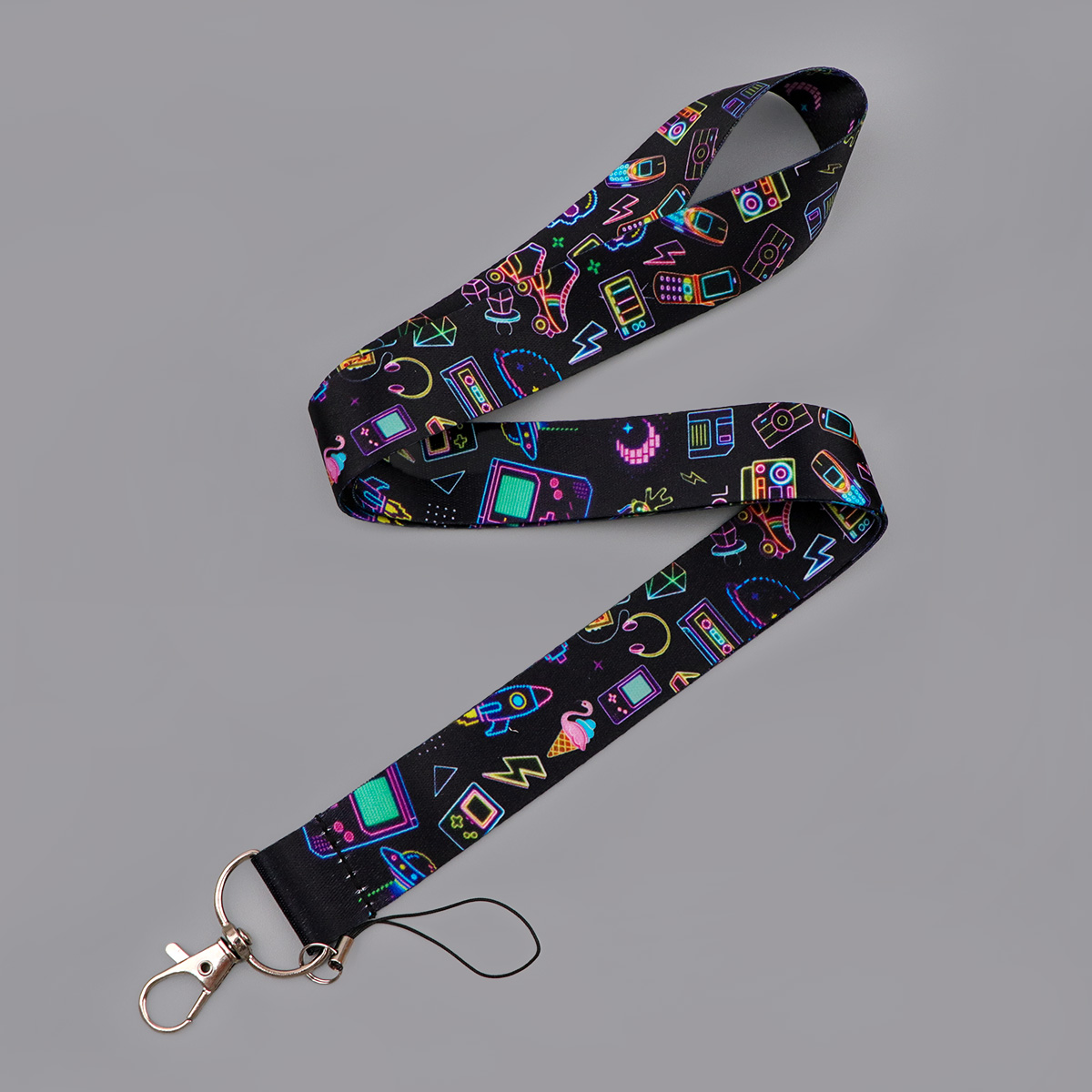 Neon 90s Retro Arcade Lanyard  - Retro Gaming Keychain recensie en prijs