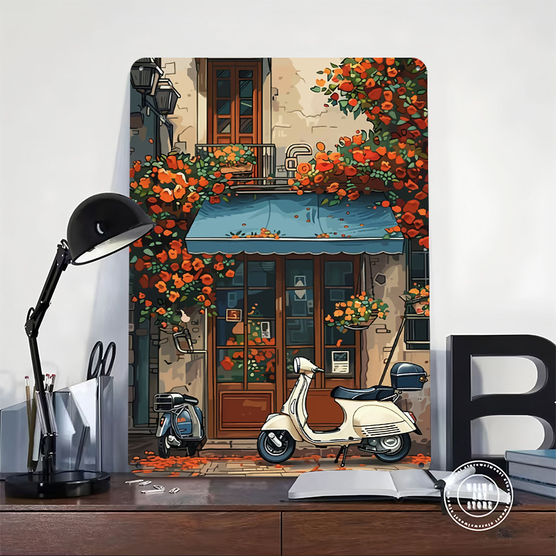 Vintage Scooter Shop Poster Cu - Retro Gaming Shops recensie en prijs