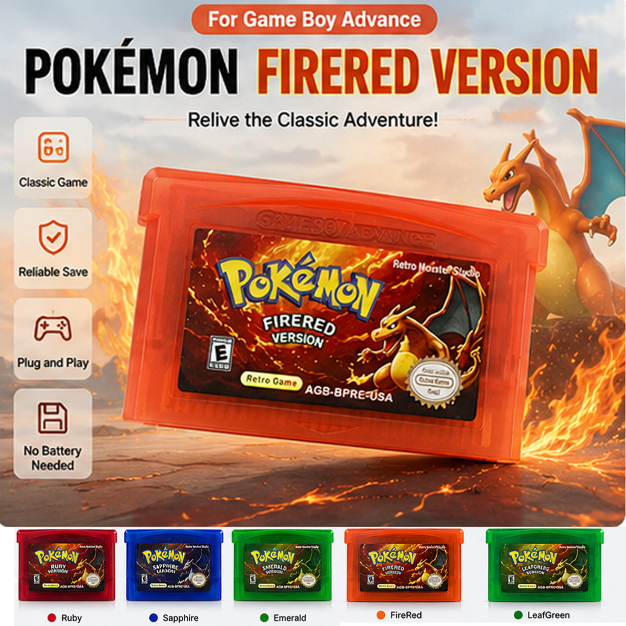 Classic GBA Retro Game Cartrid - Retro Gaming Pokemon recensie en prijs