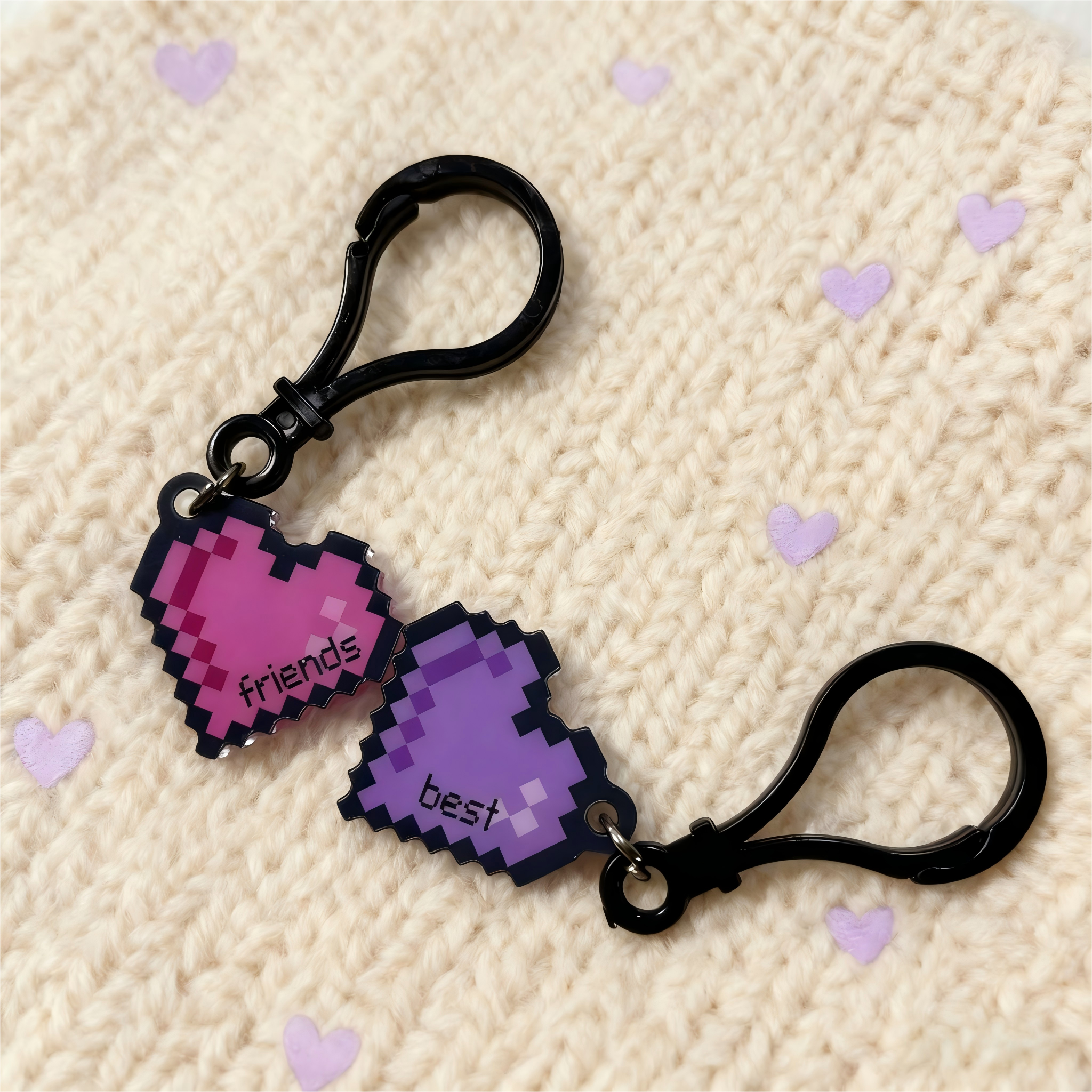 Pixel Heart Best Friends Keych - Retro Gaming Keychain recensie en prijs